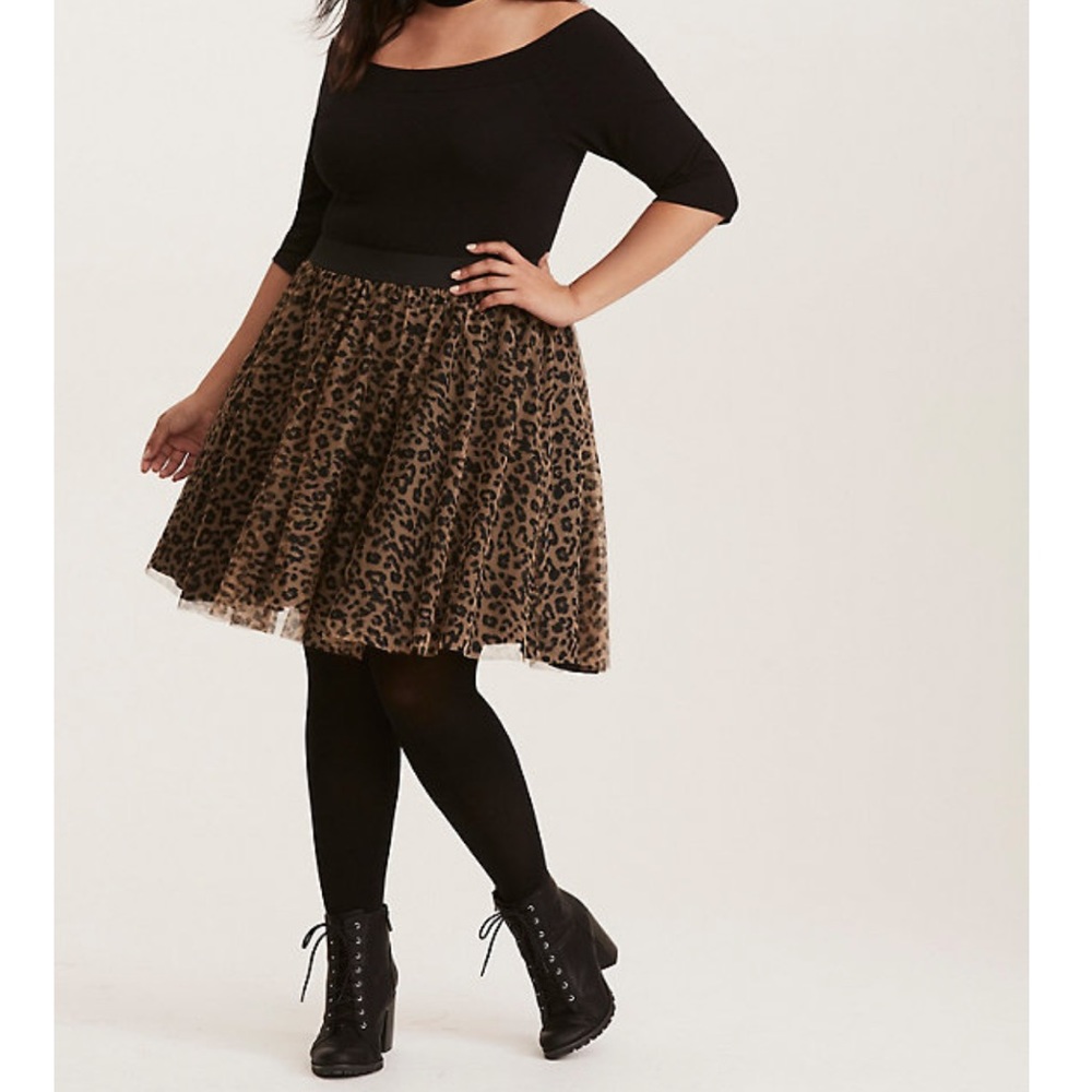 Torrid LEOPARD PRINT MESH TULLE MINI SKIRT